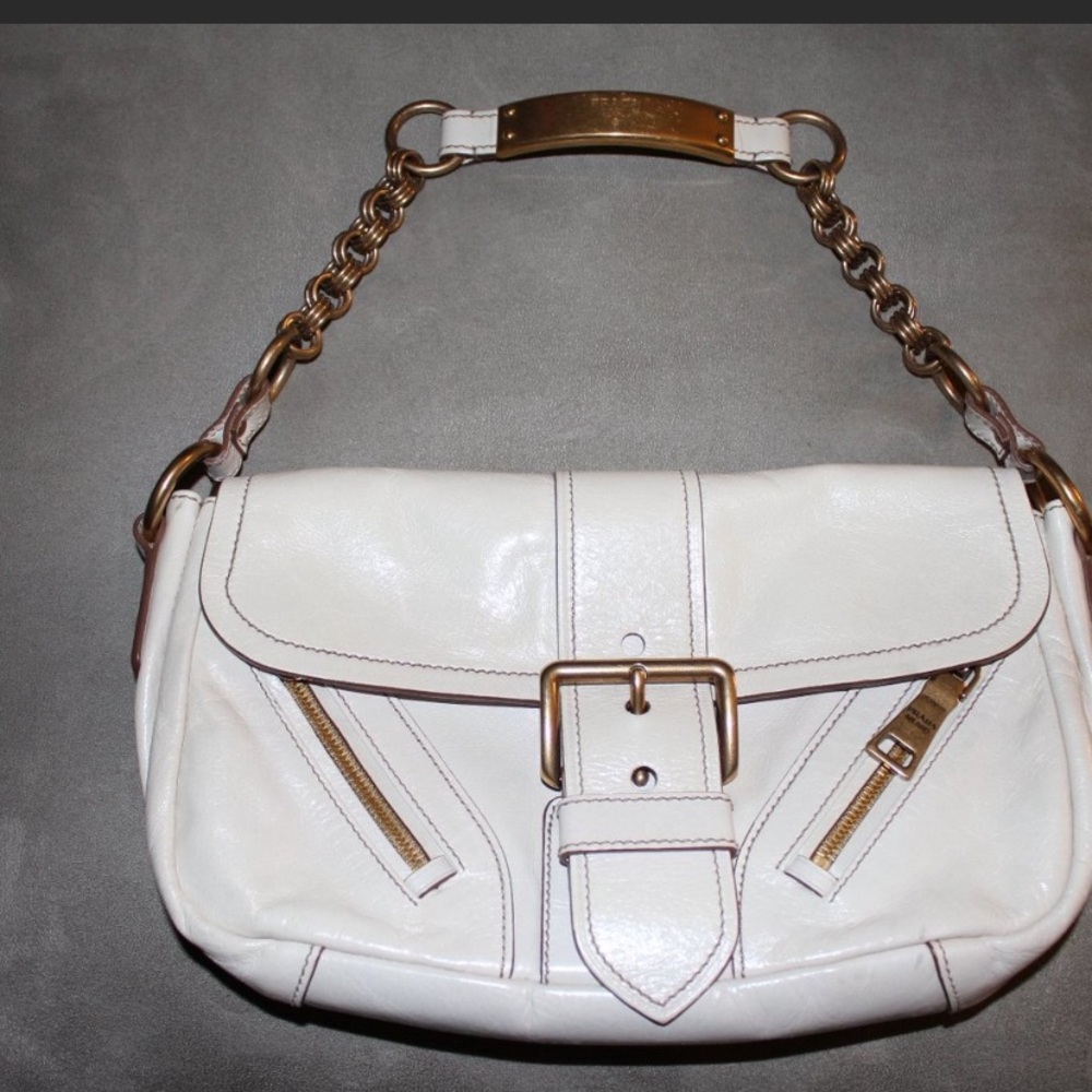 Prada vintage off white Vitelo Shine shoulder bag